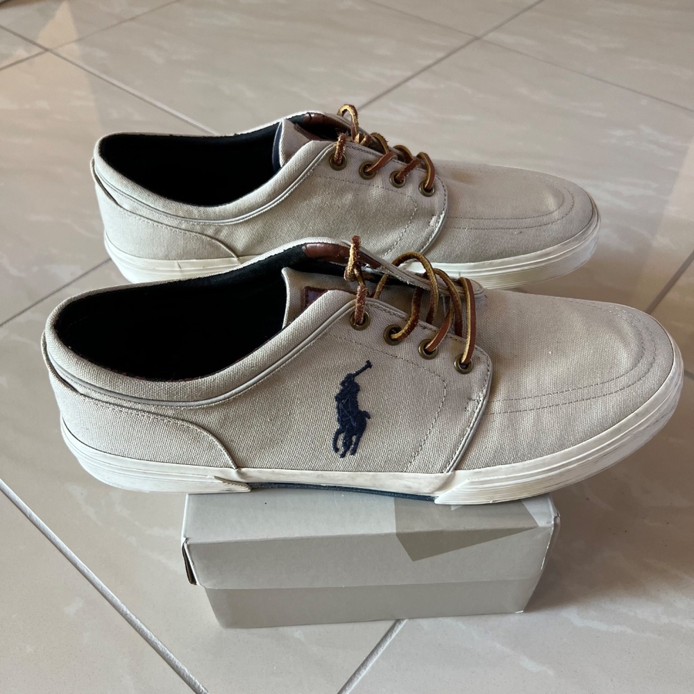 #2716 Polo Ralph Lauren Faxon X Low Top Canvas Sneakers Pony Men's Size 13 D